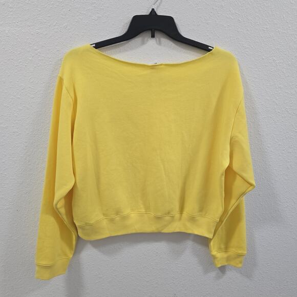 Victoria Secret PINK Sweatshirt XL Off Shoulder Tie Dye Yellow Pullover New - Picture 9 of 10